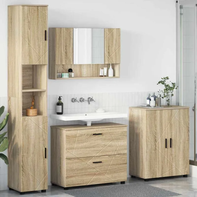 Vonios baldų rinkinys su stalčių 4 pcs Sonoma ąžuolas