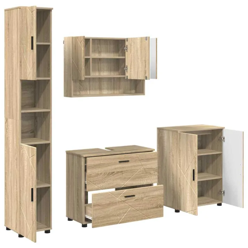 Vonios baldų rinkinys su stalčių 4 pcs Sonoma ąžuolas