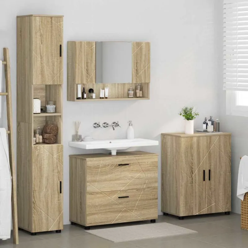 Vonios baldų rinkinys su stalčių 4 pcs Sonoma ąžuolas