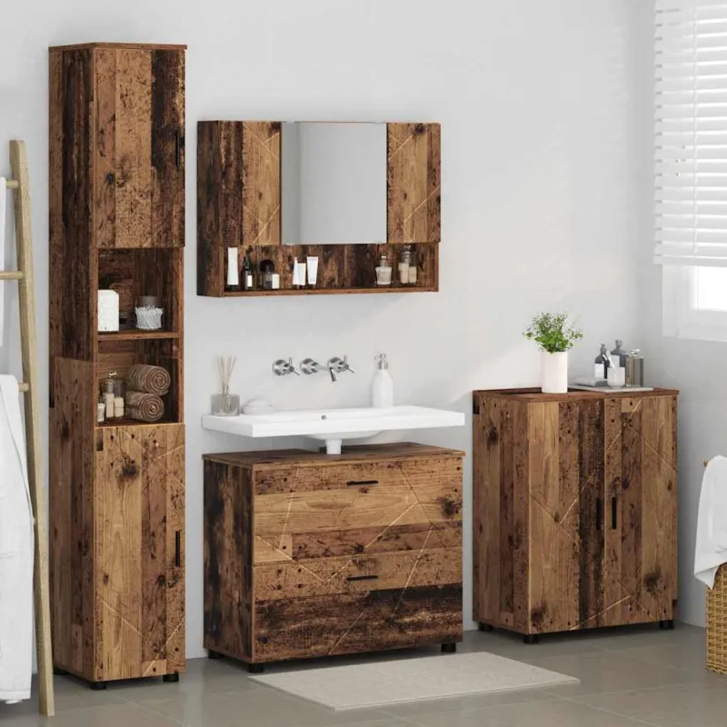 Vonios baldų rinkinys su stalčių 4 pcs Senovinis medis