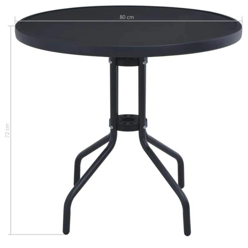 Sodo pöytätaso, musta, 80 cm, teräs ja lasi