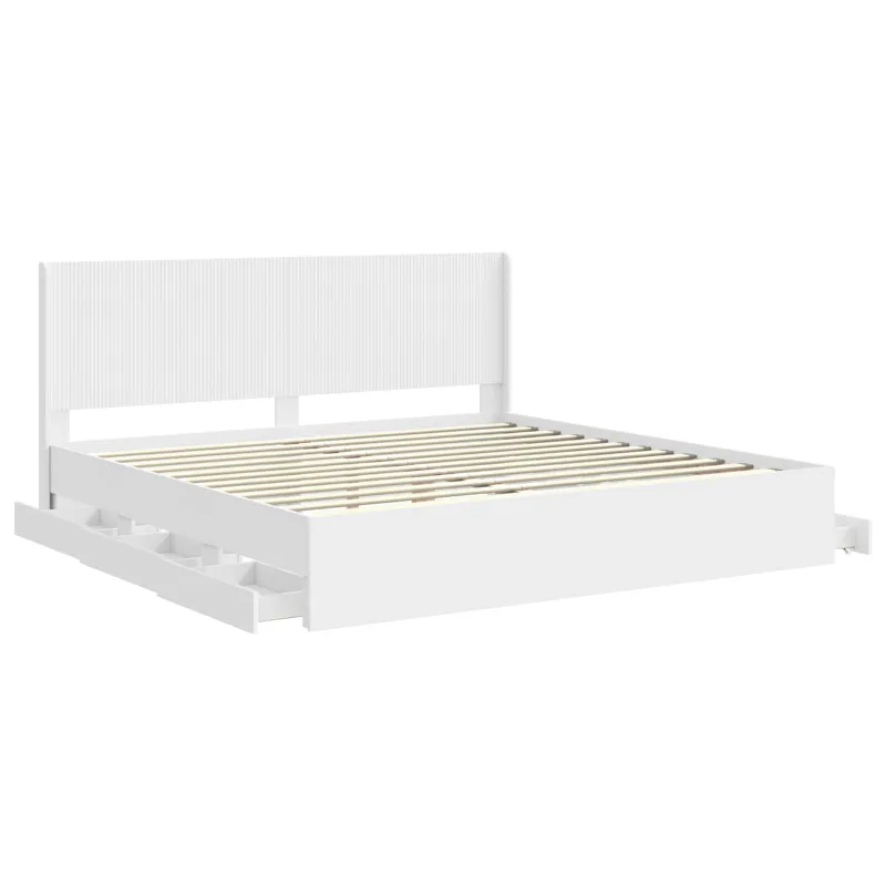 Lovos rėmas su saugojimu ir nugara Balta 200 x 200 cm
