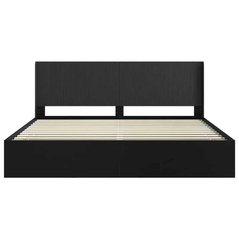 Lovos rėmas su saugojimu ir nugara Juoda 200 x 200 cm