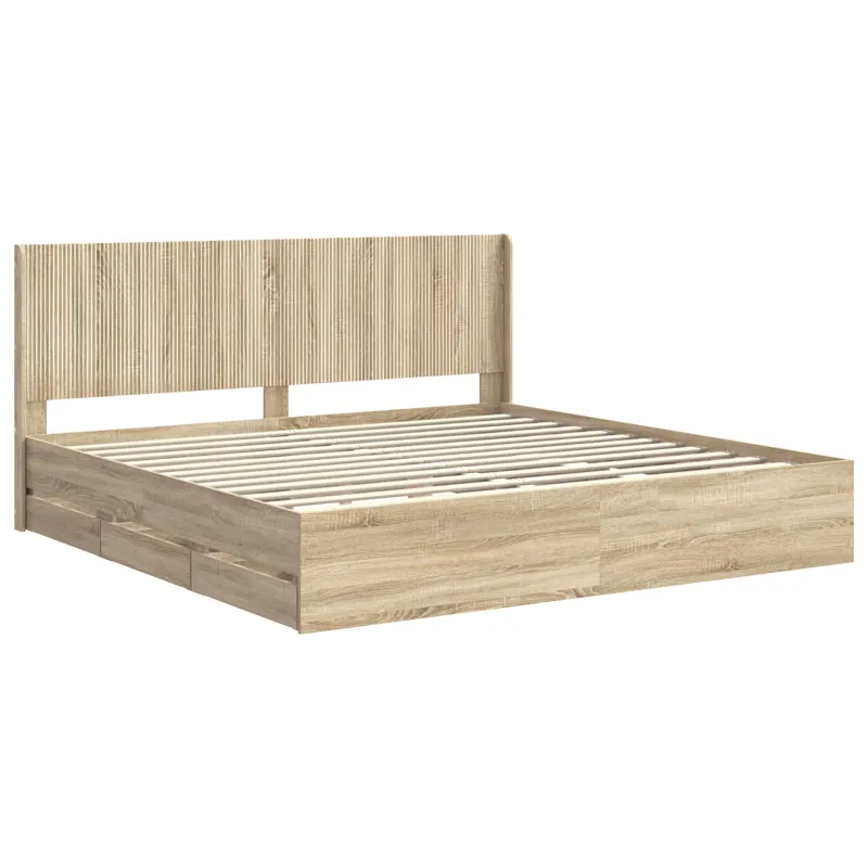 Lovos rėmas su saugojimu ir nugara Sonoma ąžuolas 200 x 200 cm