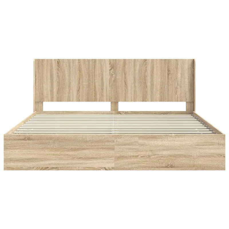 Lovos rėmas su saugojimu ir nugara Sonoma ąžuolas 200 x 200 cm