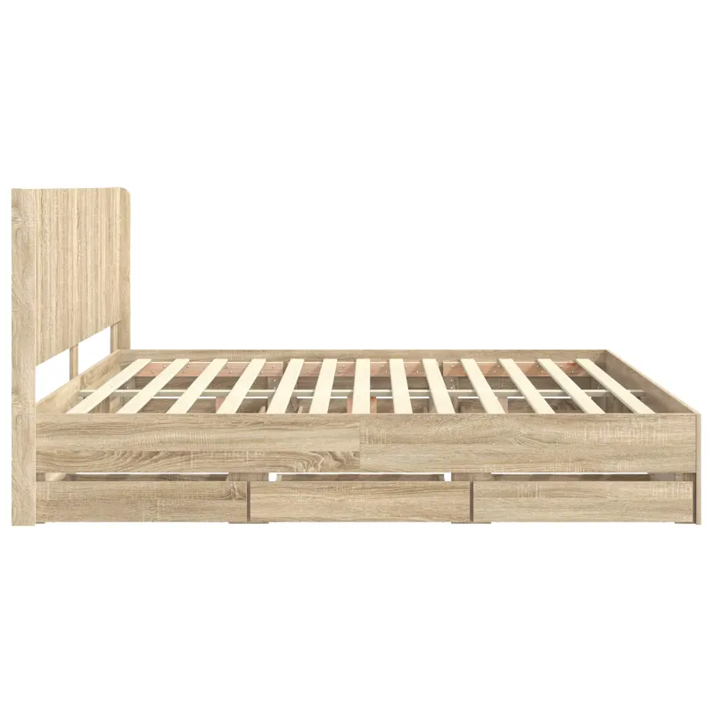 Lovos rėmas su saugojimu ir nugara Sonoma ąžuolas 200 x 200 cm