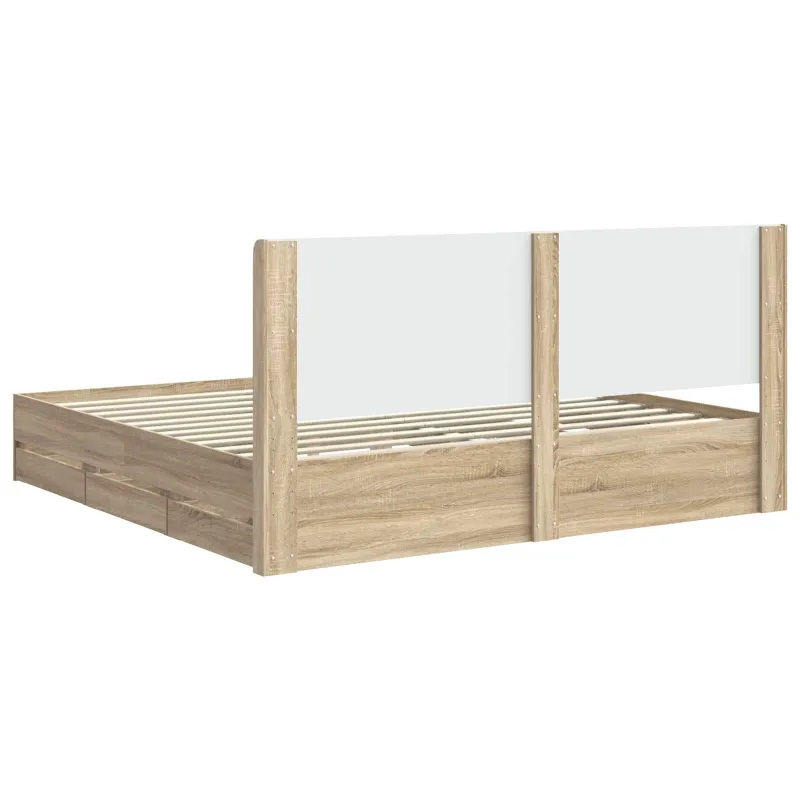 Lovos rėmas su saugojimu ir nugara Sonoma ąžuolas 200 x 200 cm