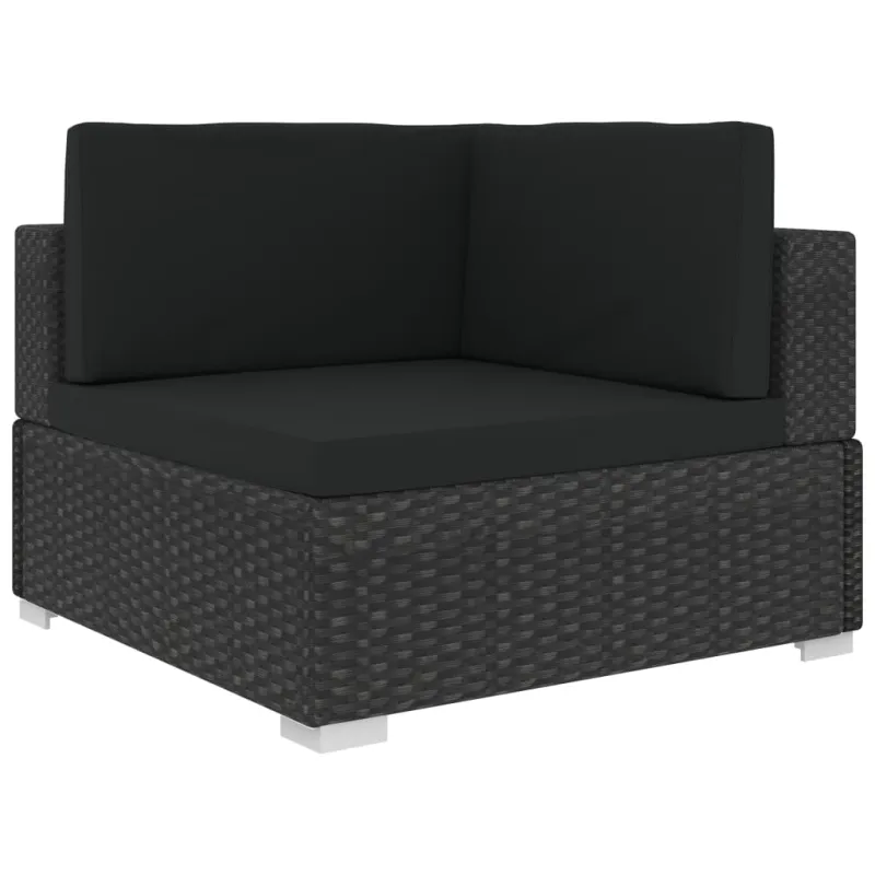 Sodo sohvakompletti pehmusteilla, 3-osio, musta, rattan