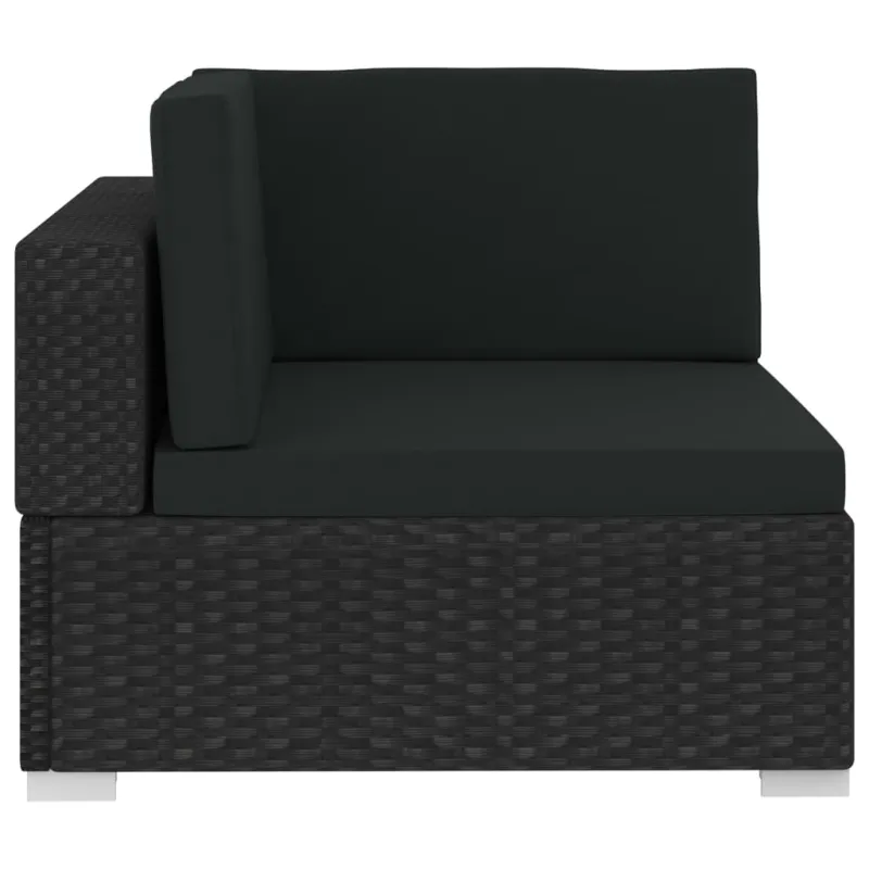 Sodo sohvakompletti pehmusteilla, 3-osio, musta, rattan