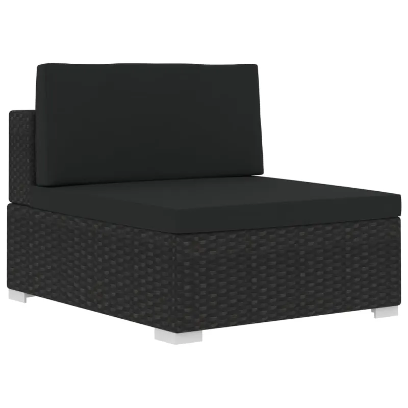 Sodo sohvakompletti pehmusteilla, 3-osio, musta, rattan