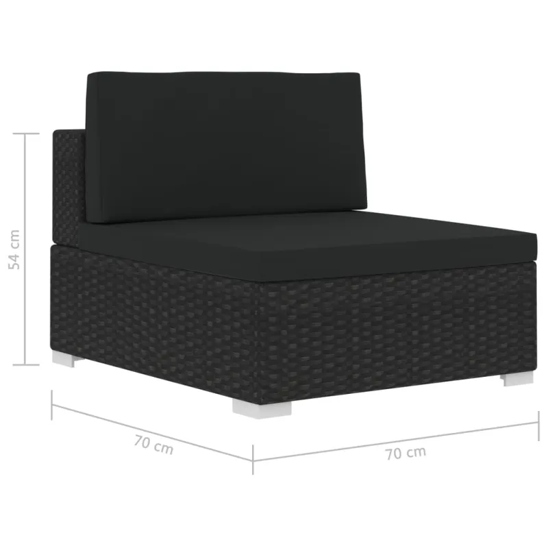 Sodo sohvakompletti pehmusteilla, 3-osio, musta, rattan