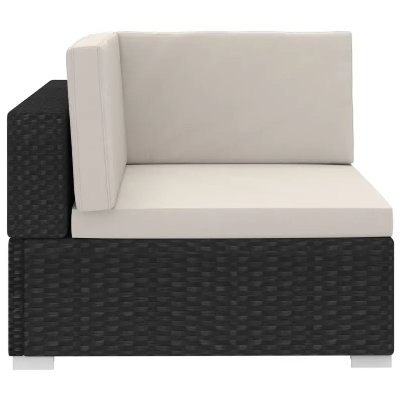 Sodo sofos komplekti, 4 osaa, musta, rattan materiaalilla, mukaan lukien tyynyt