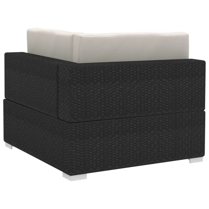 Sodo sofos komplekti, 4 osaa, musta, rattan materiaalilla, mukaan lukien tyynyt