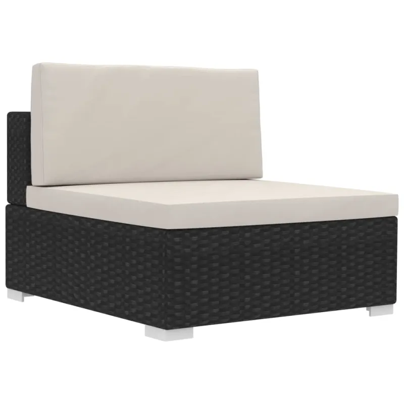 Sodo sofos komplekti, 4 osaa, musta, rattan materiaalilla, mukaan lukien tyynyt