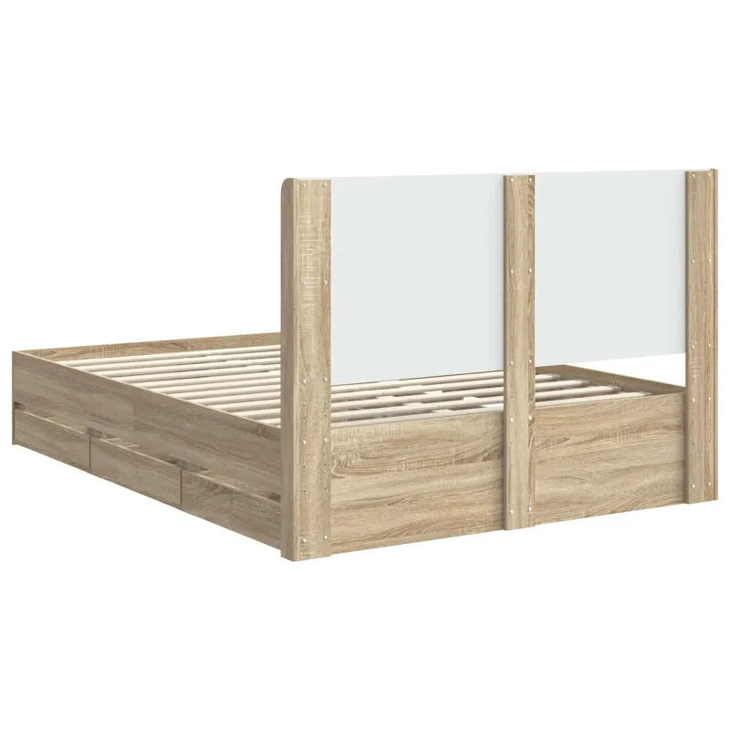 Lovos rėmas su saugojimu ir nugara Sonoma ąžuolas 150 x 200 cm
