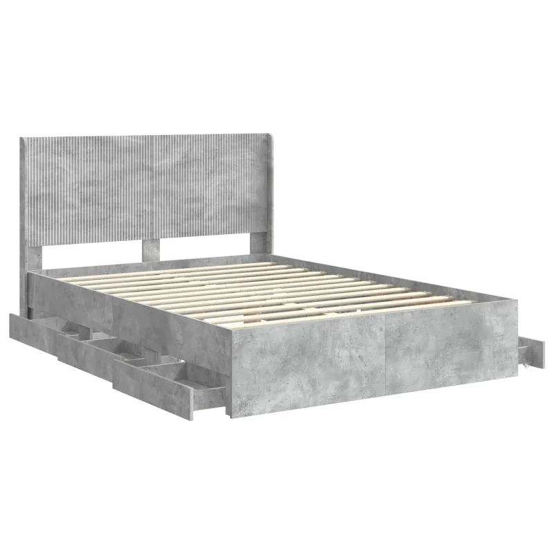 Lovos rėmas su saugojimu ir nugara Betono pilka 150 x 200 cm