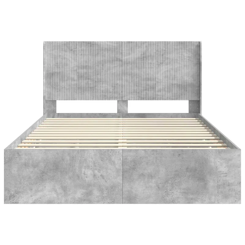 Lovos rėmas su saugojimu ir nugara Betono pilka 150 x 200 cm