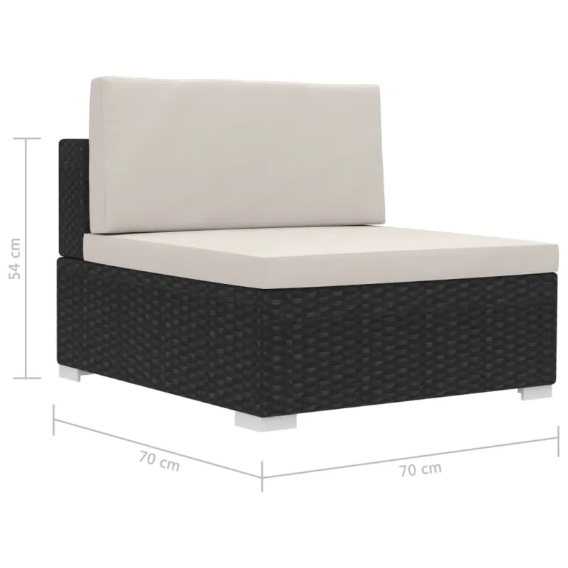 Sodo sofos komplekti, 4 osaa, musta, rattan materiaalilla, mukaan lukien tyynyt