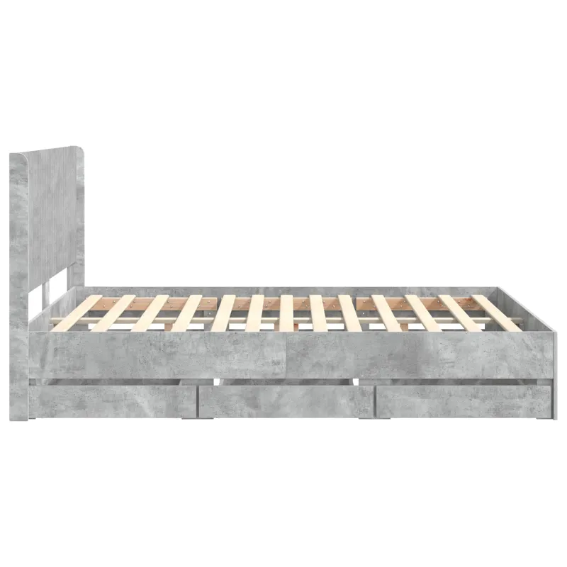 Lovos rėmas su saugojimu ir nugara Betono pilka 150 x 200 cm