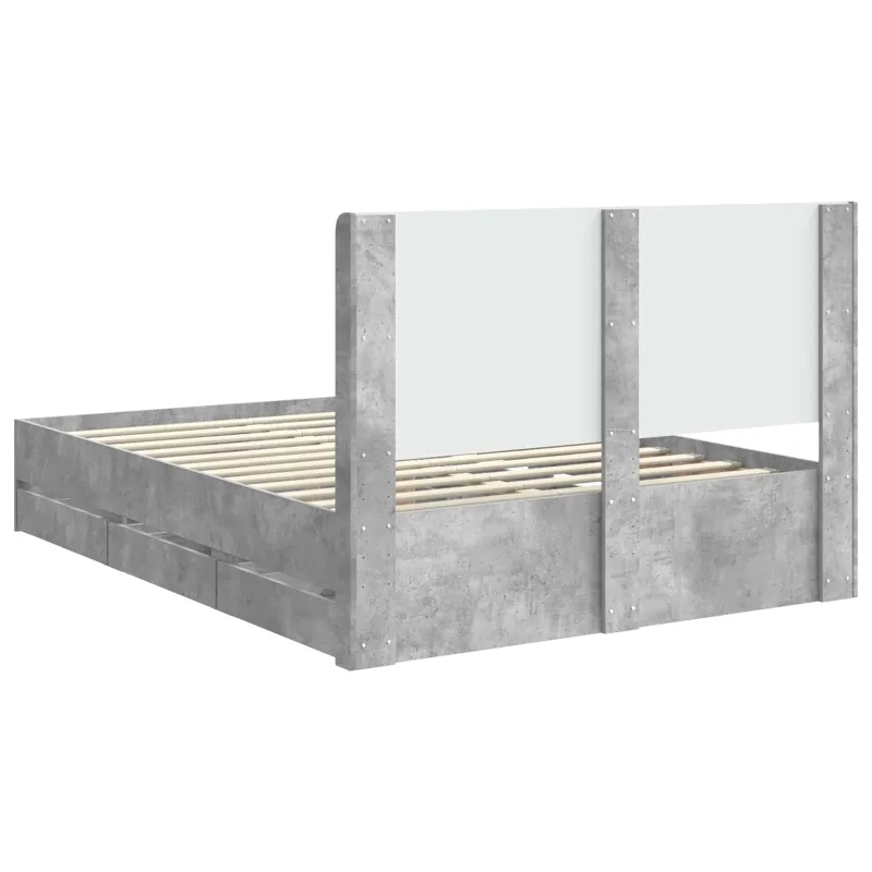 Lovos rėmas su saugojimu ir nugara Betono pilka 150 x 200 cm