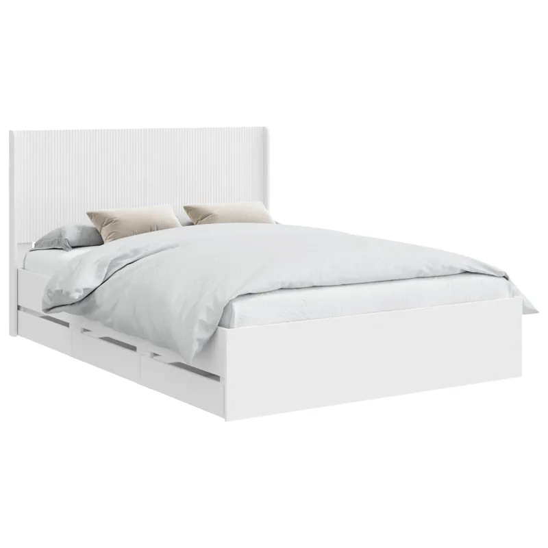 Lovos rėmas su saugojimu ir nugara Balta 140 x 190 cm