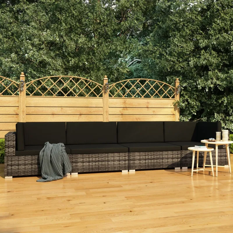 Sodo sofosetti nelis, 4 osaa, harmaa, rattan
