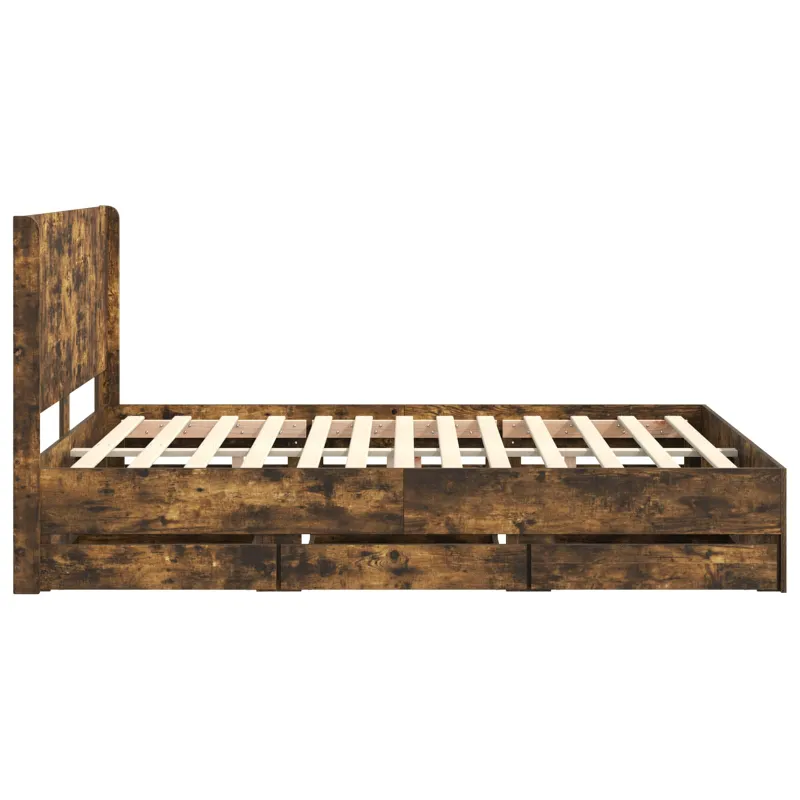 Lovos rėmas su saugojimu ir nugara Dūminio ąžuolo 120 x 190 cm