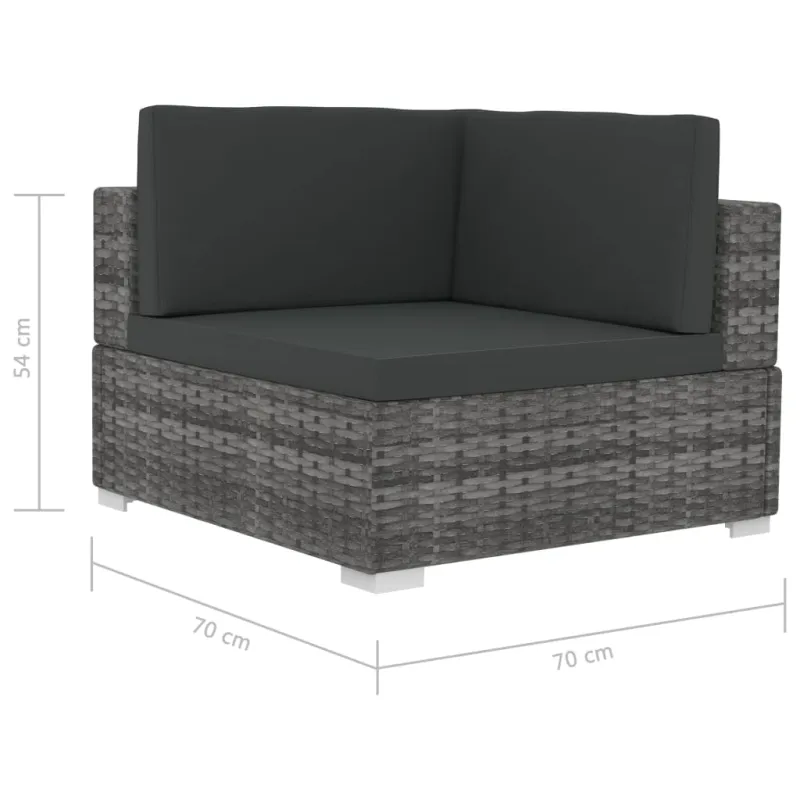 Sodo sofosetti nelis, 4 osaa, harmaa, rattan
