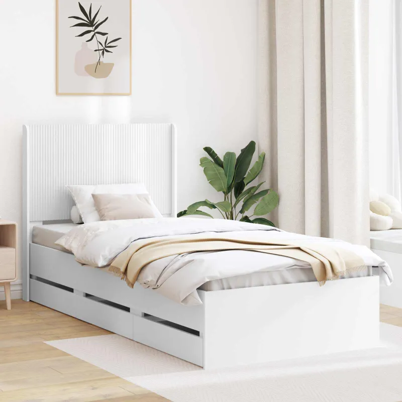 Lovos rėmas su saugojimu ir nugara Balta 100 x 200 cm