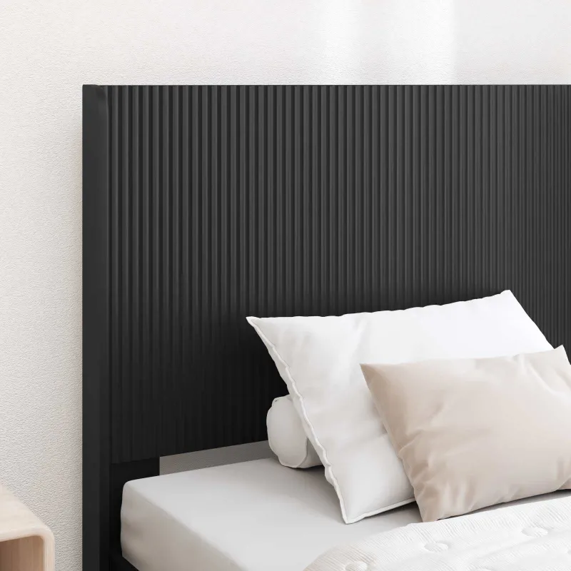 Lovos rėmas su saugojimu ir nugara Juoda 100 x 200 cm