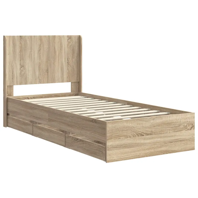 Lovos rėmas su saugojimu ir nugara Sonoma ąžuolas 100 x 200 cm