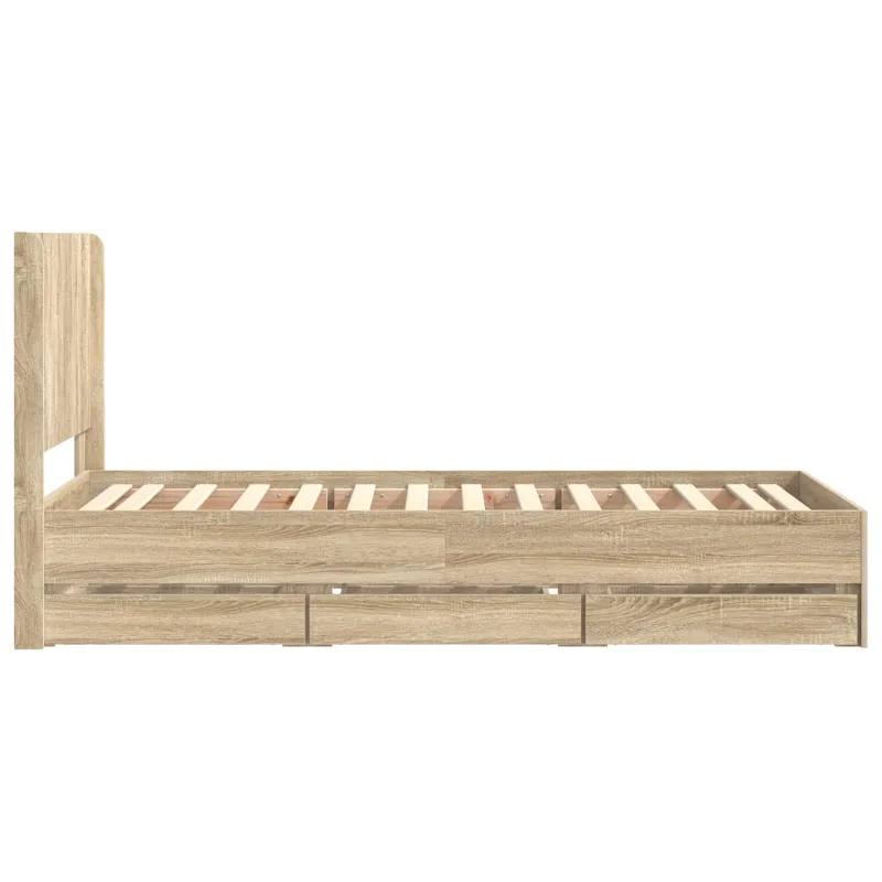 Lovos rėmas su saugojimu ir nugara Sonoma ąžuolas 100 x 200 cm