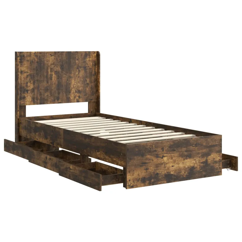 Lovos rėmas su saugojimu ir nugara Dūminio ąžuolo 100 x 200 cm