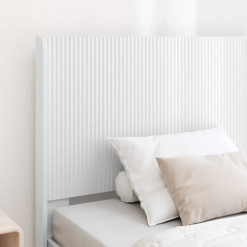 Lovos rėmas su saugojimu ir nugara su stalčių Balta 90 x 200 cm