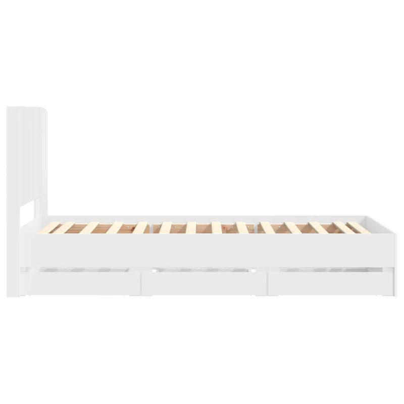 Lovos rėmas su saugojimu ir nugara su stalčių Balta 75 x 190 cm