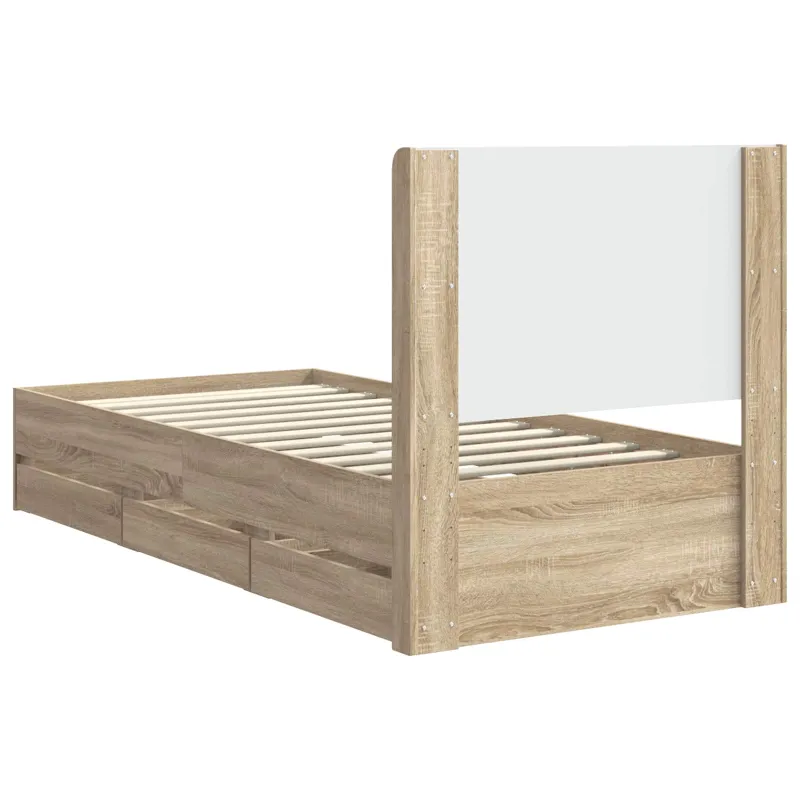 Lovos rėmas su saugojimu ir nugara Sonoma ąžuolas 75 x 190 cm