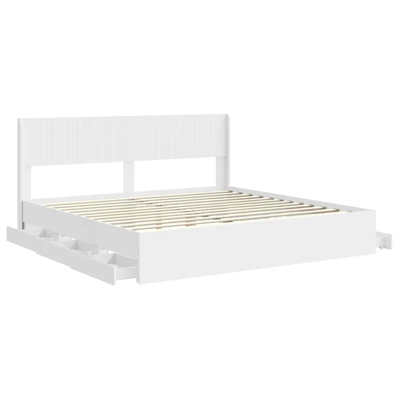 Lovos rėmas su saugojimu ir nugara Balta 200 x 200 cm