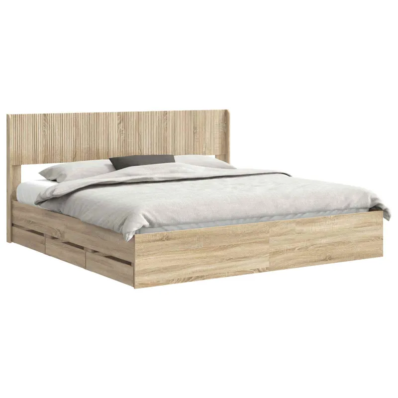 Lovos rėmas su saugojimu ir nugara Sonoma ąžuolas 200 x 200 cm