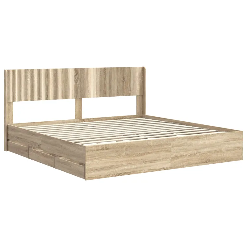 Lovos rėmas su saugojimu ir nugara Sonoma ąžuolas 200 x 200 cm