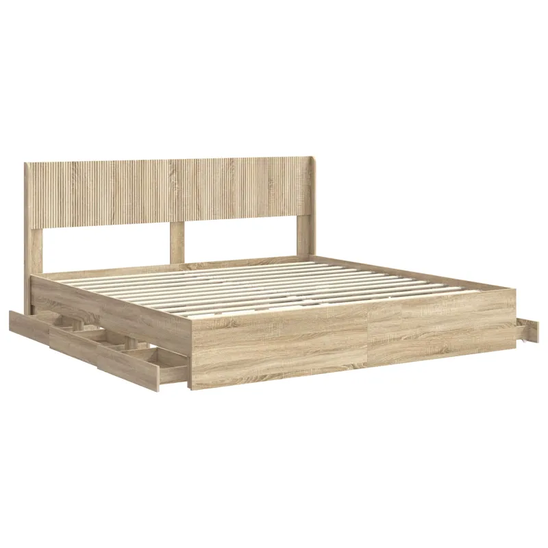 Lovos rėmas su saugojimu ir nugara Sonoma ąžuolas 200 x 200 cm