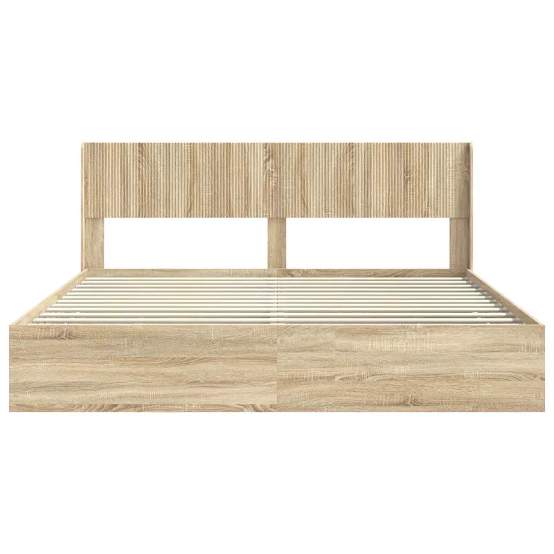 Lovos rėmas su saugojimu ir nugara Sonoma ąžuolas 200 x 200 cm
