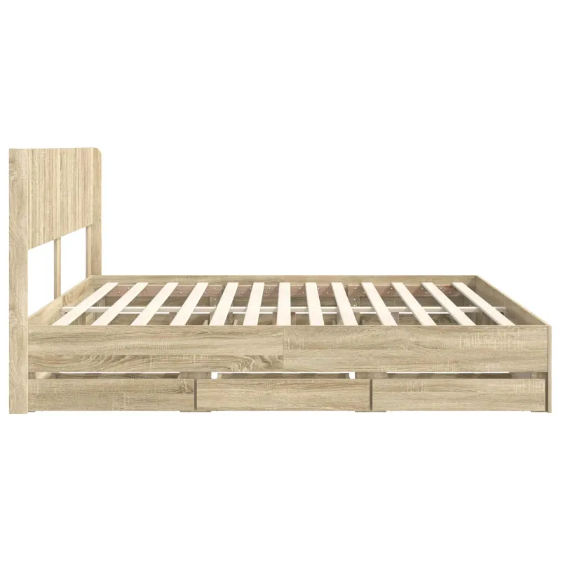 Lovos rėmas su saugojimu ir nugara Sonoma ąžuolas 200 x 200 cm