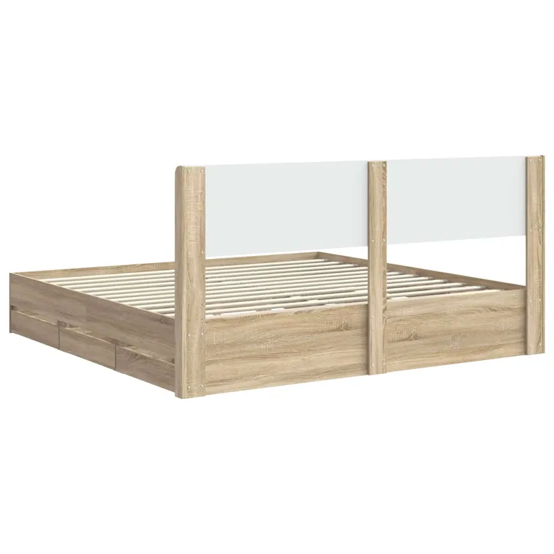Lovos rėmas su saugojimu ir nugara Sonoma ąžuolas 200 x 200 cm
