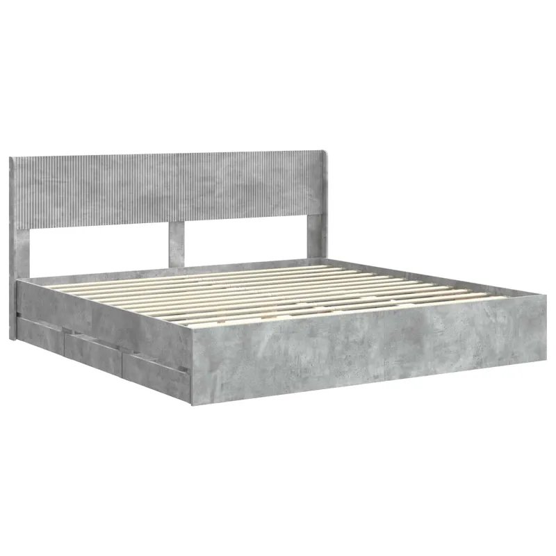 Lovos rėmas su saugojimu ir nugara Betono pilka 200 x 200 cm