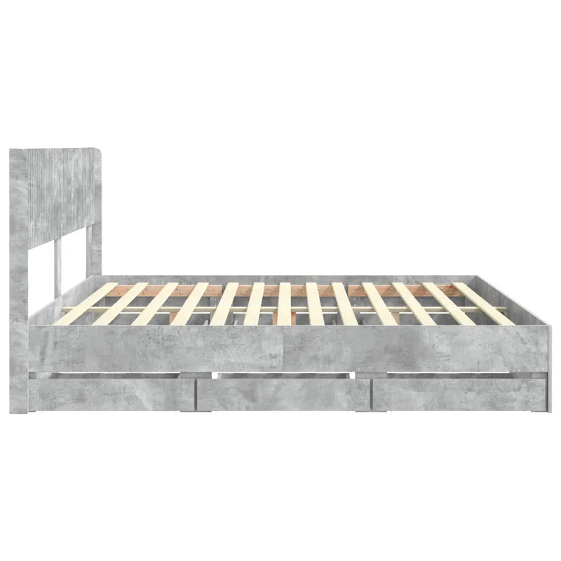 Lovos rėmas su saugojimu ir nugara Betono pilka 200 x 200 cm