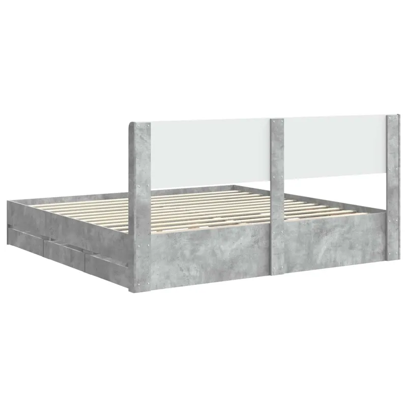 Lovos rėmas su saugojimu ir nugara Betono pilka 200 x 200 cm