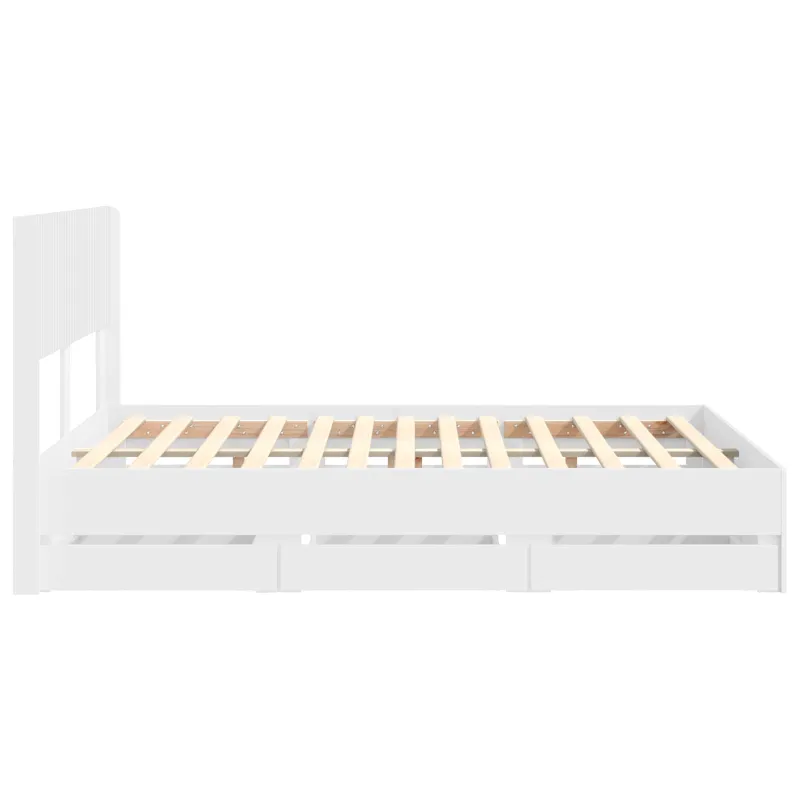 Lovos rėmas su saugojimu ir nugara Balta 160 x 200 cm