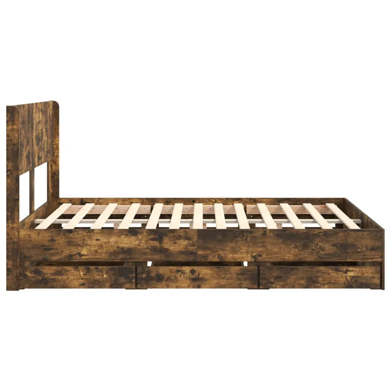 Lovos rėmas su saugojimu ir nugara Dūminio ąžuolo 140 x 190 cm