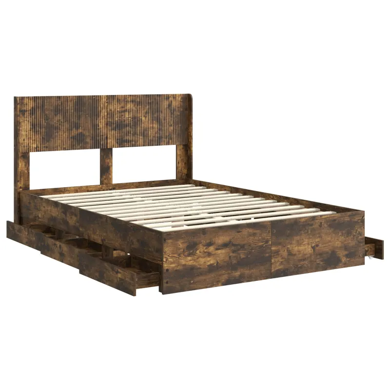 Lovos rėmas su saugojimu ir nugara Dūminio ąžuolo 135 x 190 cm