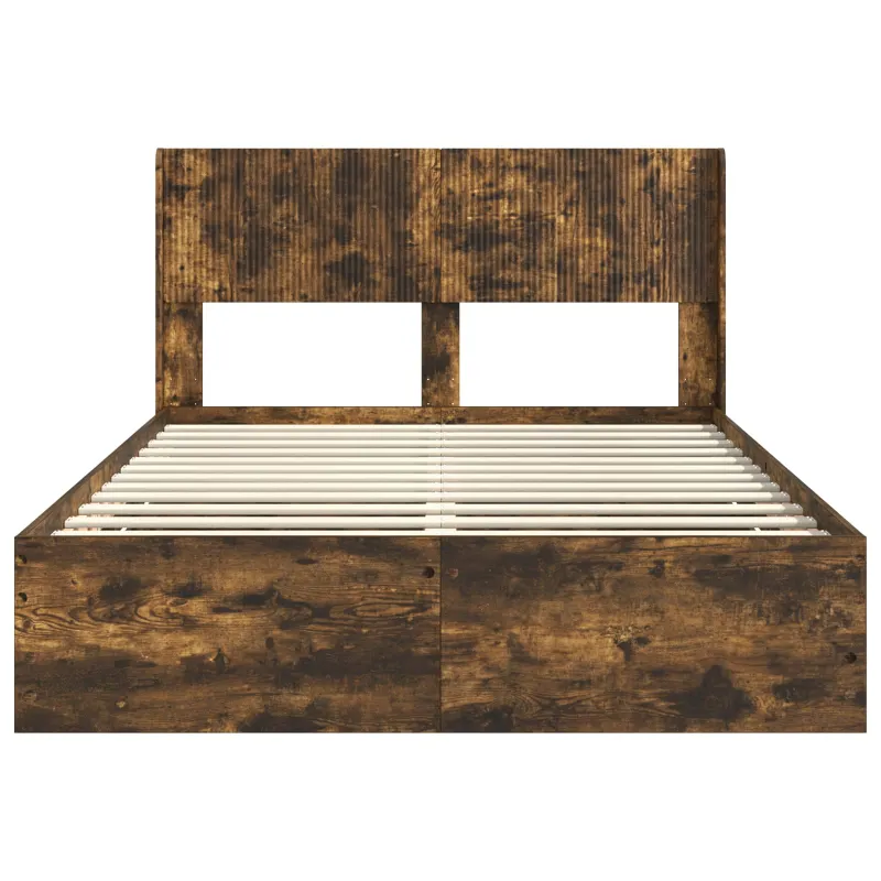 Lovos rėmas su saugojimu ir nugara Dūminio ąžuolo 120 x 200 cm